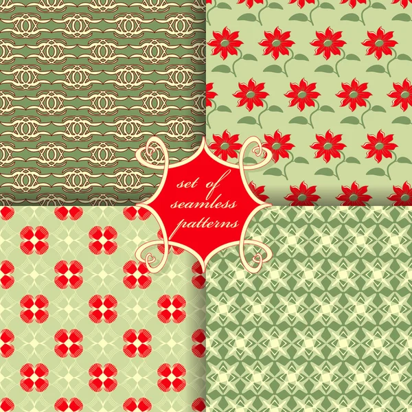 Sorunsuz vektör çizimler kümesi. Soyut şekiller ve dekoratif çiçek