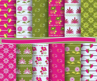 soyut vektör kağıt çiçek desenleri ve karalama defteri için dekoratif öğeler kümesi