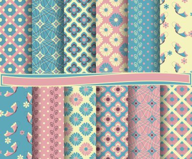 soyut vektör kağıt çiçek desenleri ve karalama defteri için dekoratif öğeler kümesi