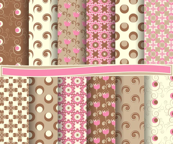 Jeu de papier vectoriel abstrait avec motifs floraux et éléments décoratifs pour scrapbook — Image vectorielle