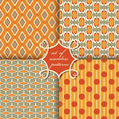 Sorunsuz vektör çizimler kümesi. Soyut şekiller ve dekoratif çiçek