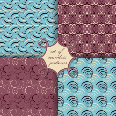 Sorunsuz vektör çizimler kümesi. Soyut Dekoratif şekiller 