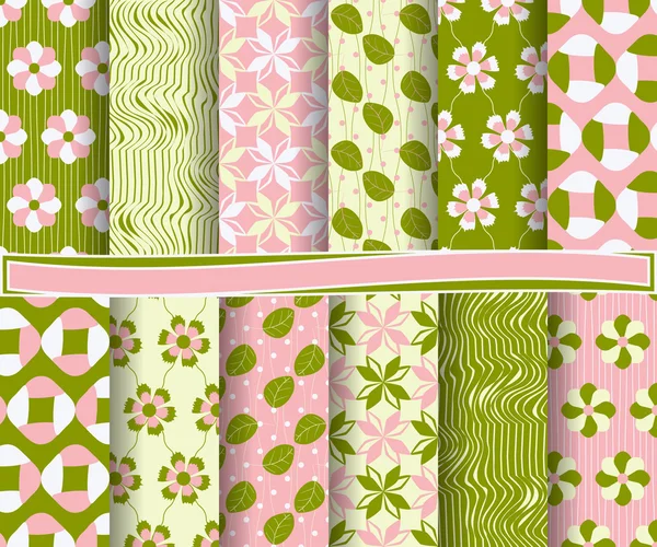 Conjunto de papel vetorial abstrato com flores decorativas, formas e elementos de design para scrapbook — Vetor de Stock