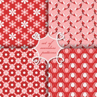 Sorunsuz vektör çizimler kümesi. Soyut şekiller ve dekoratif çiçek