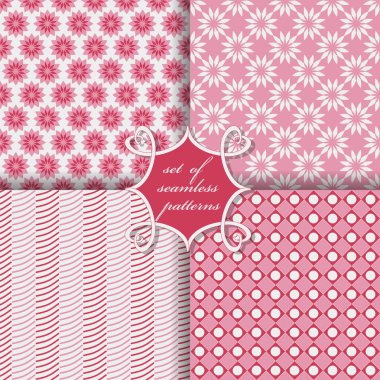 Sorunsuz vektör çizimler kümesi. Soyut şekiller ve dekoratif çiçek