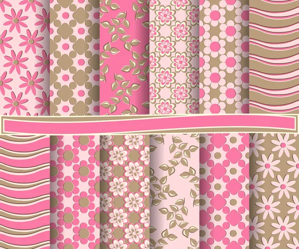 Conjunto de papel vetorial abstrato com flores decorativas, formas e elementos de design para scrapbook — Vetor de Stock