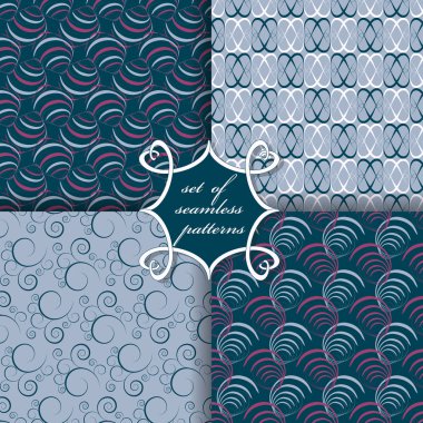 Sorunsuz vektör çizimler kümesi. Soyut Dekoratif şekiller 