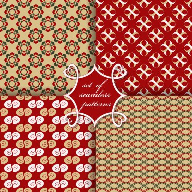 Sorunsuz vektör çizimler kümesi. Geometrik çiçekler, rakamlar