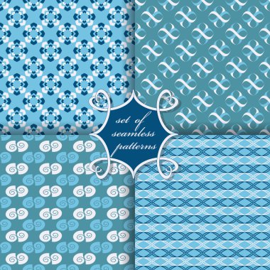 Sorunsuz vektör çizimler kümesi. Geometrik çiçekler, şekil