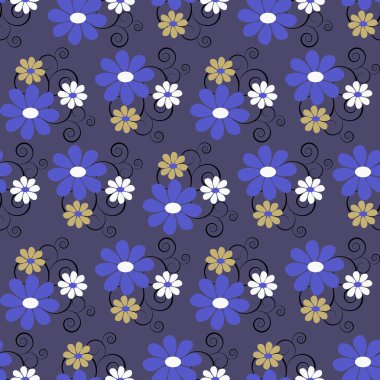 Dikişsiz soyut çiçek vektör çizim arka planı