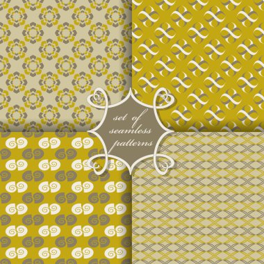 Sorunsuz vektör çizimler kümesi. Geometrik çiçekler, şekil