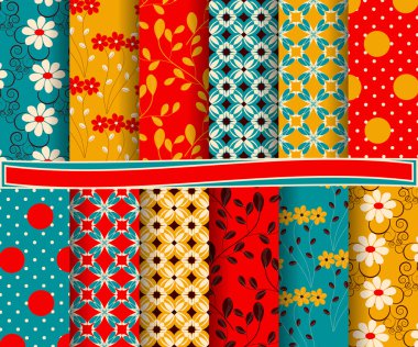 Dekoratif çiçek, şekiller ve tasarım öğeleri için karalama defteri kağıdına soyut vektör kümesi  