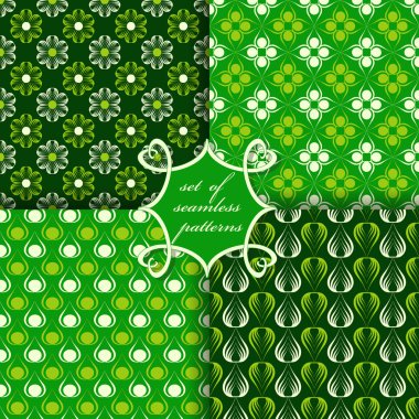 Sorunsuz vektör çizimler kümesi. Soyut şekiller ve dekoratif çiçek