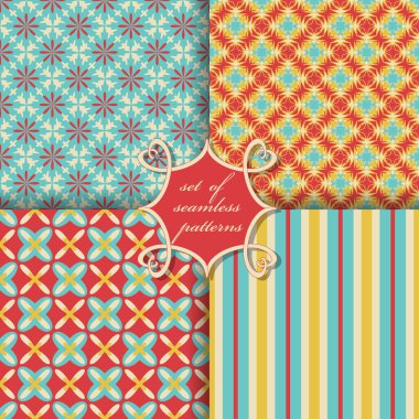 Sorunsuz vektör çizimler kümesi. Soyut resimler, süs çiçek