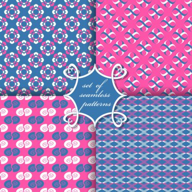 Sorunsuz vektör çizimler kümesi. Geometrik çiçekler, şekil