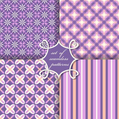 Sorunsuz vektör çizimler kümesi. Soyut resimler, süs çiçek