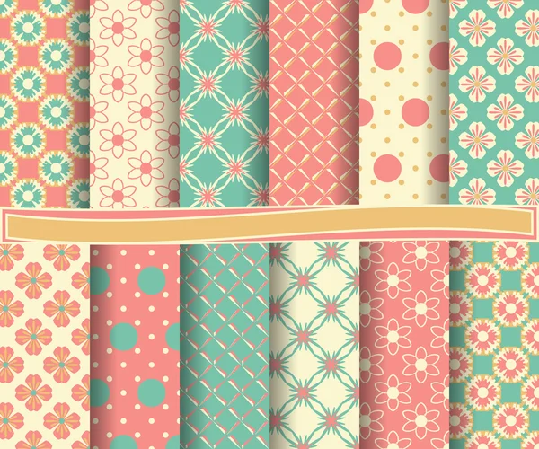 Set aus abstraktem Vektorpapier mit dekorativen Blumen, Formen und Designelementen für Sammelalbum — Stockvektor