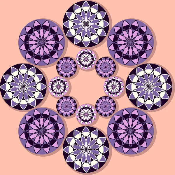 Vector set of circular geometric patterns — Stock Vector