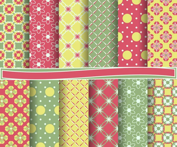 Conjunto de papel vectorial abstracto con flores decorativas, formas y elementos de diseño para álbum de recortes — Archivo Imágenes Vectoriales