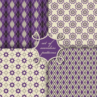 Sorunsuz vektör çizimler kümesi. Soyut geometrik şekiller ve dekoratif desen