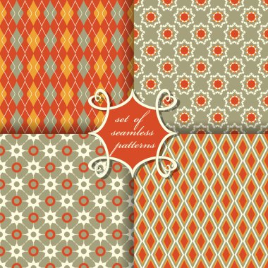 Sorunsuz vektör çizimler kümesi. Soyut geometrik şekiller ve dekoratif desen