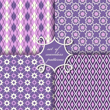 Sorunsuz vektör çizimler kümesi. Soyut geometrik şekiller ve dekoratif desen