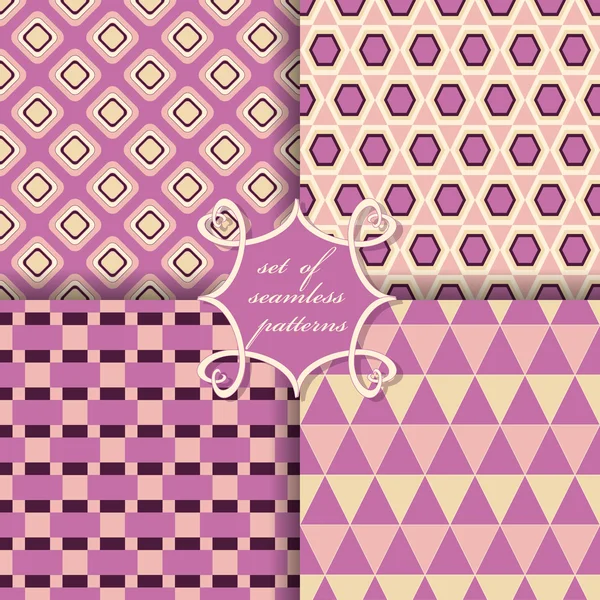 Vector set of seamless patterns of geometric shapes — Stock Vector