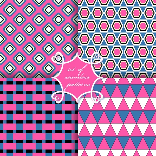 Vector set of seamless patterns of geometric shapes — Stock Vector