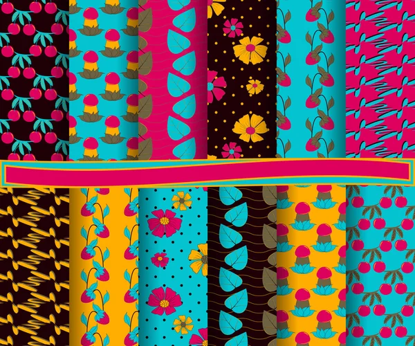 Conjunto de papel vectorial abstracto con formas decorativas y elementos de diseño para álbum de recortes. Flores ornamentales, setas, bayas . — Archivo Imágenes Vectoriales