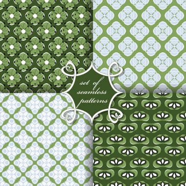 Sorunsuz vektör çizimler kümesi. Soyut şekiller ve dekoratif çiçek