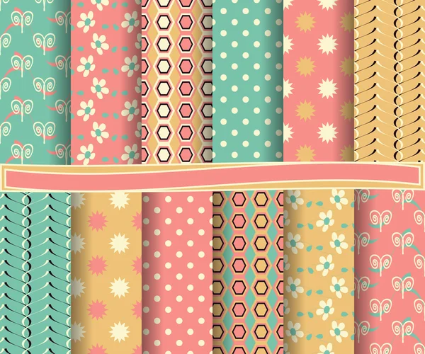 Conjunto de papel vetorial abstrato com flores decorativas, formas e elementos de design para scrapbook — Vetor de Stock