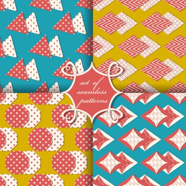 Sorunsuz vektör çizimler kümesi. Geometrik şekiller desen