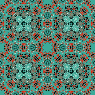 Sorunsuz vektör arka plan geometrik şekiller. Soyut desen, mandala motifi