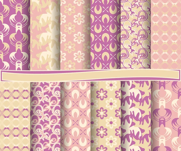 Conjunto de papel vetorial abstrato com flores decorativas, formas e elementos de design para scrapbook — Vetor de Stock