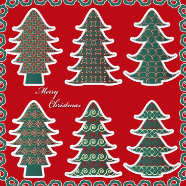 Soyut Noel ağaçları kümesi. Noel vektör çizim