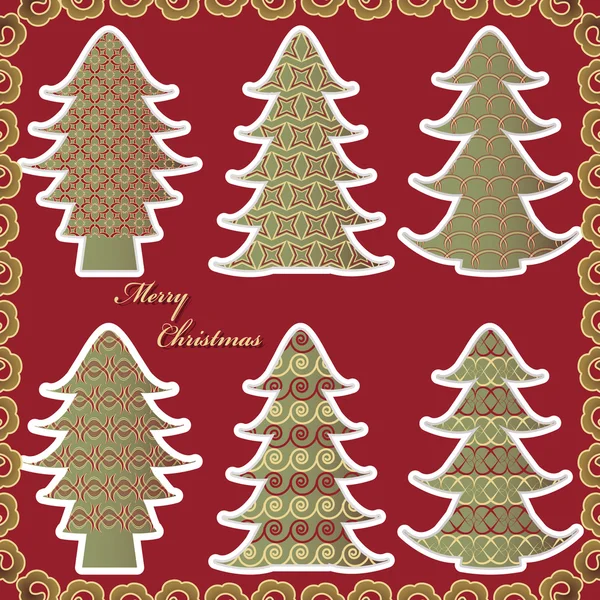 Set of abstract Christmas trees. Christmas vector illustration — Stock Vector
