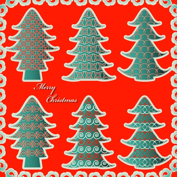 Set of abstract Christmas trees. Christmas vector illustration — Stock Vector