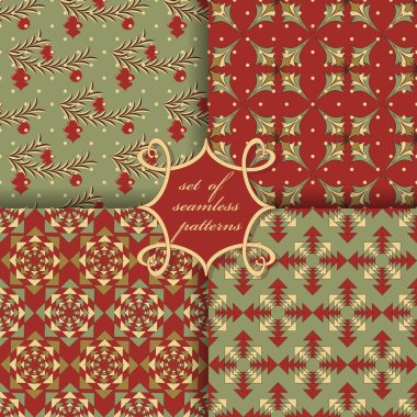 Noel sorunsuz vektör çizim ayarlayın. Noel simgeler Noel şube, Noel topları, süs eşyaları