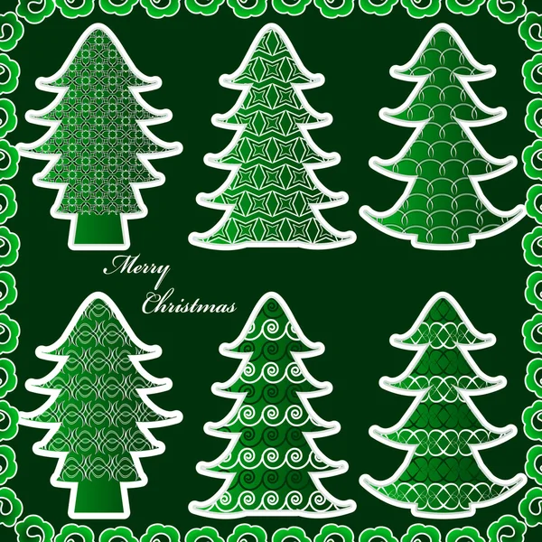 Sada abstraktní vánoční stromky. Vánoční vektorové ilustrace — Stockový vektor