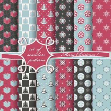 Noel sorunsuz vektör çizim kümesi. Noel simgeler, Noel desenleri