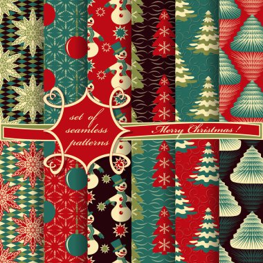 Noel sorunsuz vektör çizim kümesi. Noel simgeler, Noel desenleri