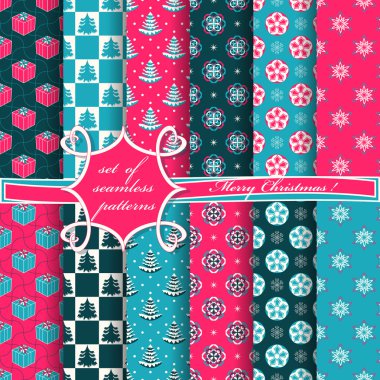 Noel sorunsuz vektör çizim kümesi. Noel simgeler, Noel desenleri