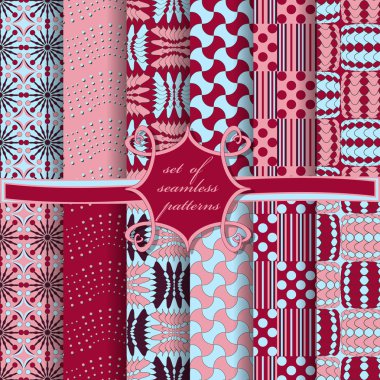 Sorunsuz vektör çizimler kümesi. Soyut Dekoratif şekiller