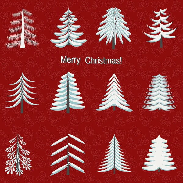 Vektor Set Von Dekorativem Weihnachtsbaum Neujahrsmuster Vektor Hintergrund Illustration — Stockvektor