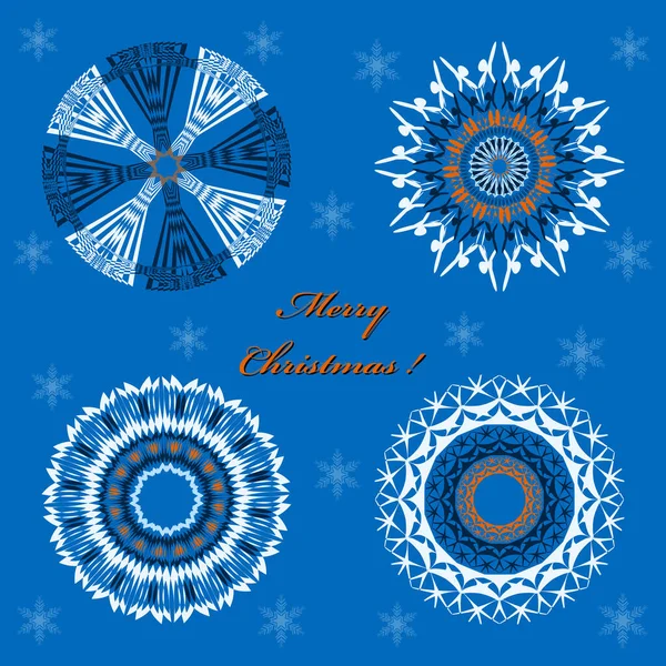 Set Circular Patterns Snowflakes Christmas Vector Illustration — Stock Vector