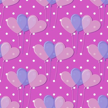 Dekoratif kalp balonları olan kusursuz Sevgililer Günü deseni. Doğum günün kutlu olsun. Duvar kağıdı, resim dolgusu, web sayfası, arkaplan, yüzey için kullanılabilir.