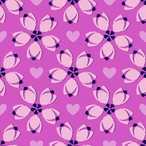 Vector Sin Costuras Patrón San Valentín Con Flores Decorativas Corazón — Vector de stock