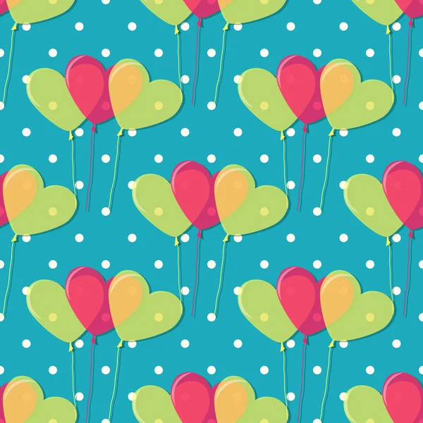 Seamless Vector Valentine Day Pattern Decorative Heart Balloons Happy Birthday — Stock Vector