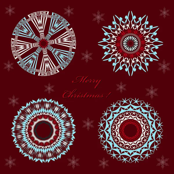 Set Circular Patterns Snowflakes Christmas Vector Illustration — Stock Vector