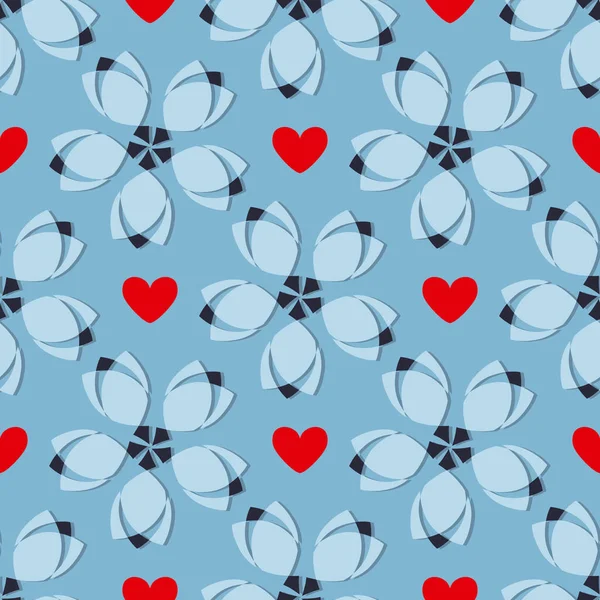 Vector Sin Costuras Patrón San Valentín Con Flores Decorativas Corazón — Archivo Imágenes Vectoriales